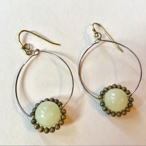 Anthropologie Iris Gem Hoops in Pearl - Picture 4 of 4